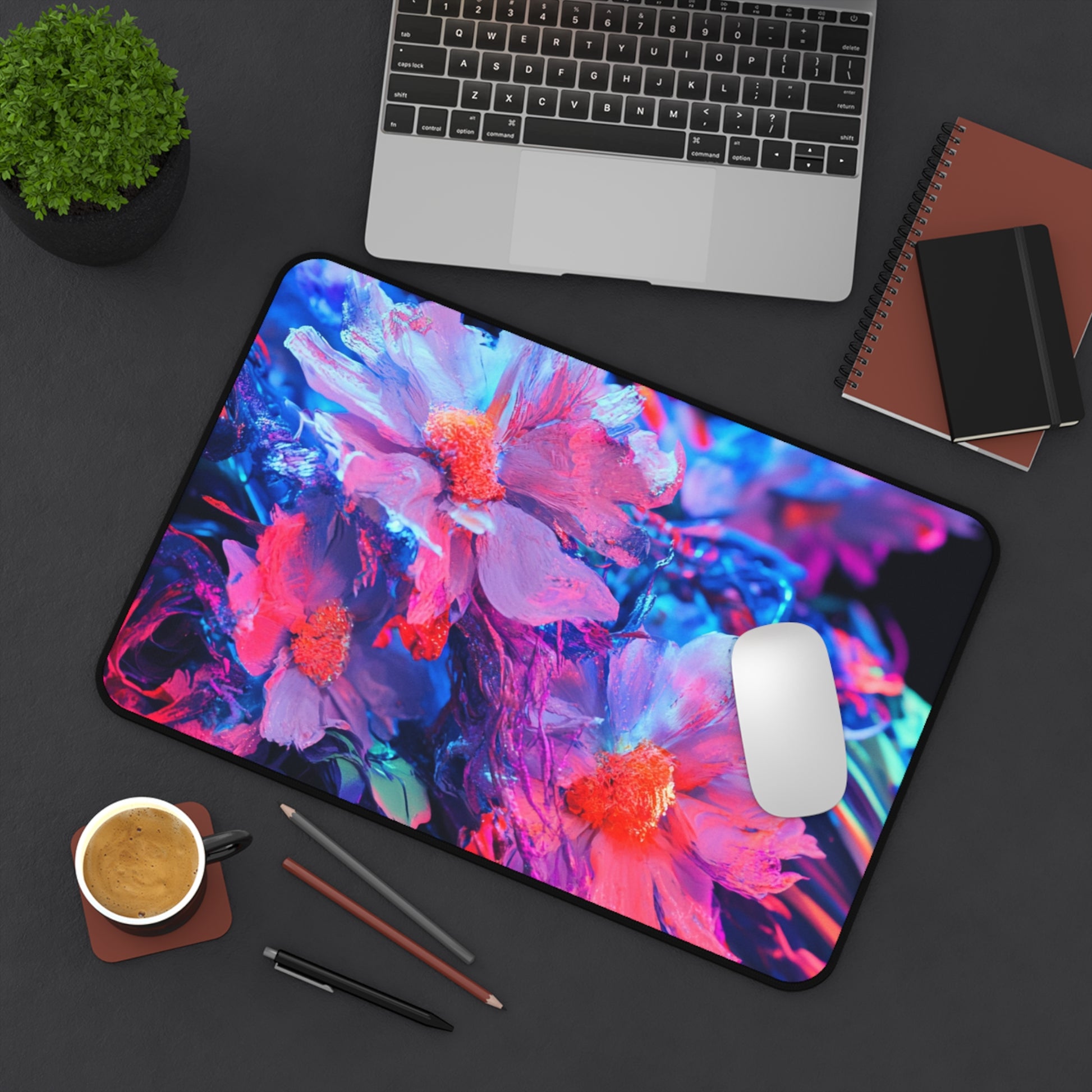 Vibrant Floral Desk Mat, Desk Organizer, Office Decor, Colorful Mouse Pad, Gift for Students, Home Office Essentials