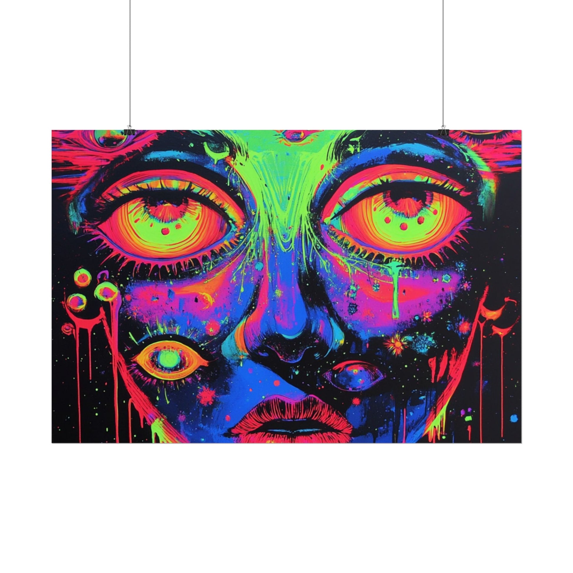 Vibrant Neon Art Poster, Psychedelic Wall Decor, Colorful Home Accent, Unique Gift for Art Lovers, Festival Decor, Boho Wall Art