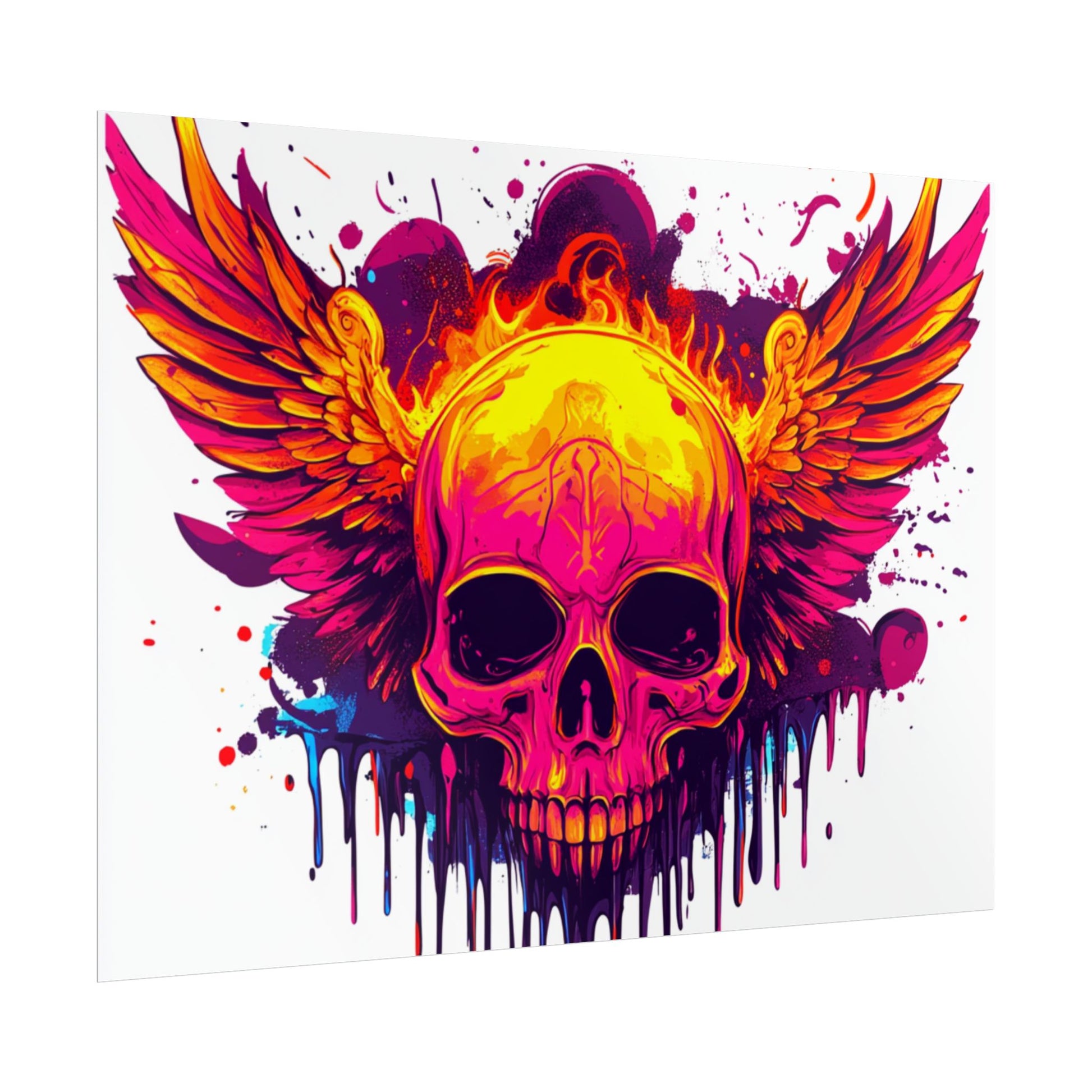 Vibrant Skull Art Print - Bohemian Home Decor, Wall Art, Gift for Rock Lovers, Festival Decor, Unique Artwork