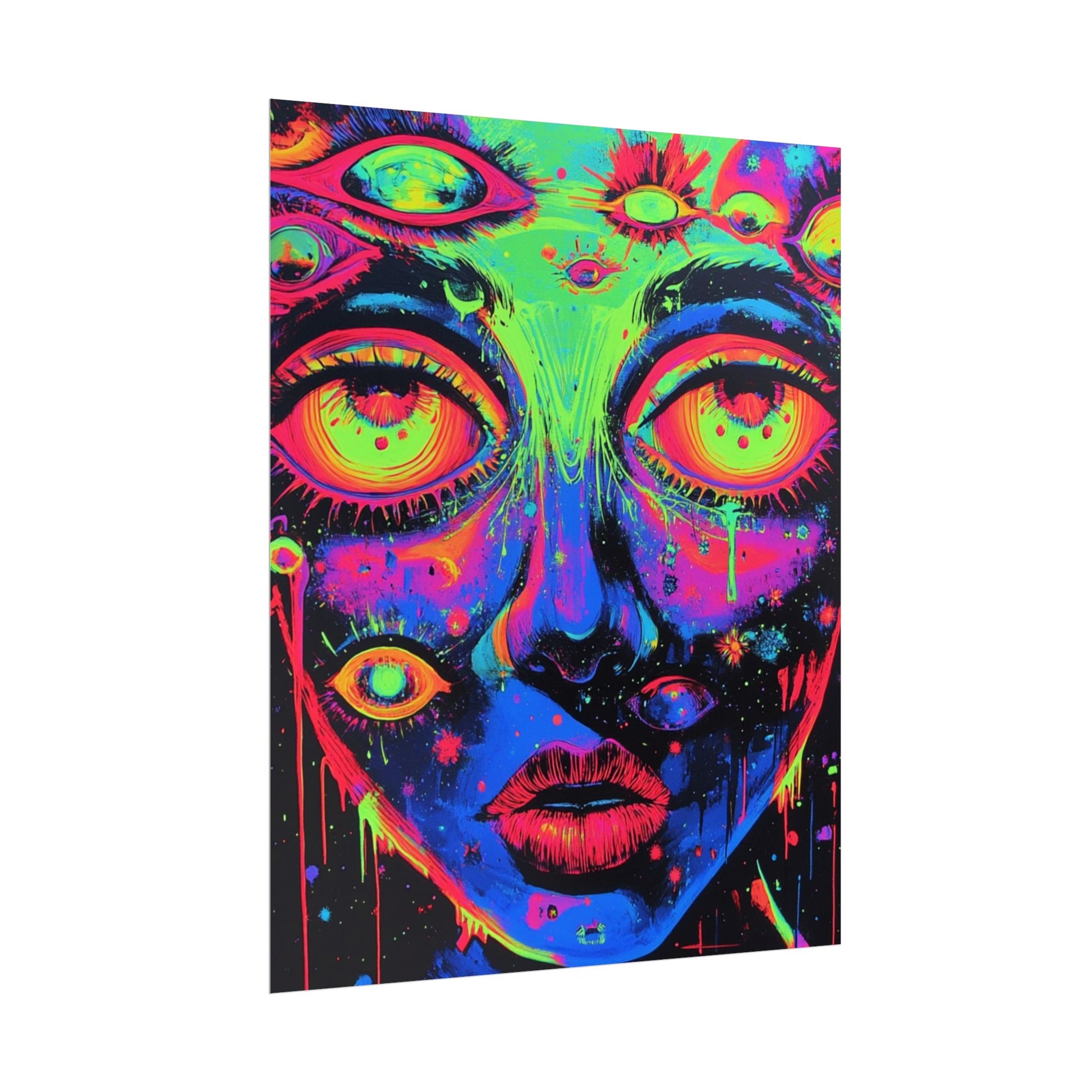 Vibrant Neon Art Poster, Psychedelic Wall Decor, Colorful Home Accent, Unique Gift for Art Lovers, Festival Decor, Boho Wall Art